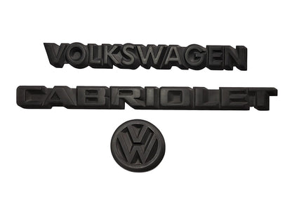 Trunk Emblem Set 85-93 VW Cabriolet MK1 Rear Badges - OEM - 155 853 687 B