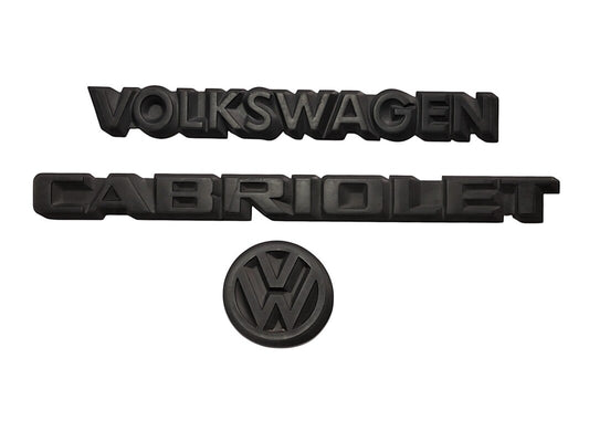 Trunk Emblem Set 85-93 VW Cabriolet MK1 Rear Badges - OEM - 155 853 687 B