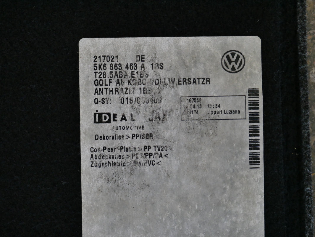 Trunk Hatch Floor Carpet Mat 10-14 VW Golf GTI MK6 - Genuine OEM - 5K6 863 463 A