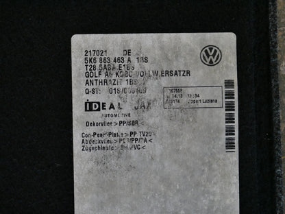 Trunk Hatch Floor Carpet Mat 10-14 VW Golf GTI MK6 - Genuine OEM - 5K6 863 463 A