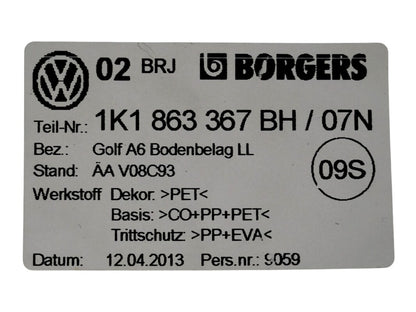 Interior Floor Carpet 06-14 VW Jetta Golf GTI Sportwagen MK5 MK6 1K1 863 367 BH