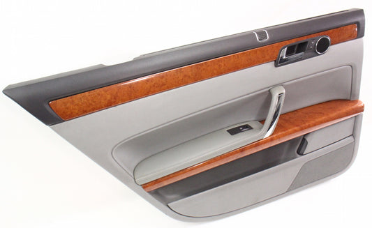 LH Rear Interior Door Panel Card 04-06 VW Phaeton - Gray - With Sun Shade Screen
