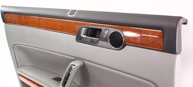 LH Rear Interior Door Panel Card 04-06 VW Phaeton - Gray - With Sun Shade Screen