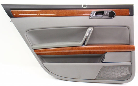 LH Rear Interior Door Panel Card 04-06 VW Phaeton - Gray - With Sun Shade Screen